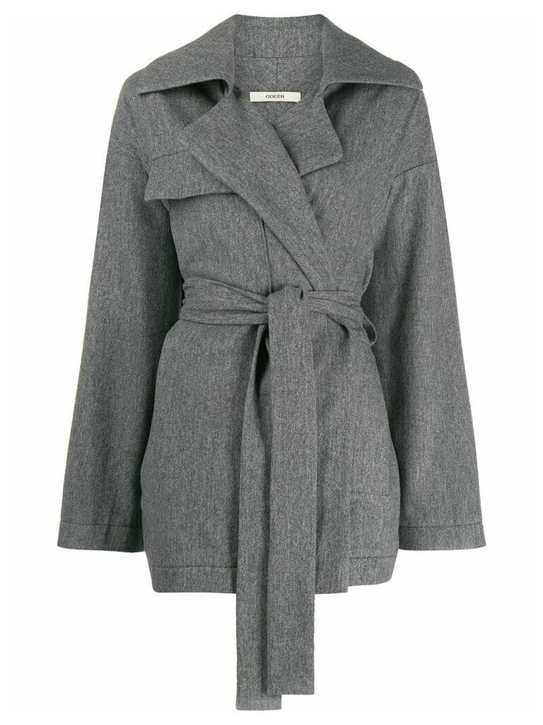 Odeeh belted oversized coat - Grey