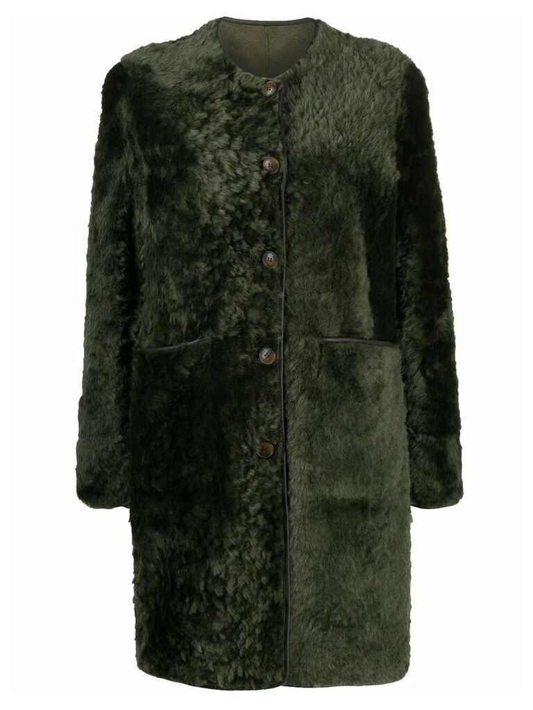 Tory Burch textured shearling coat - Green