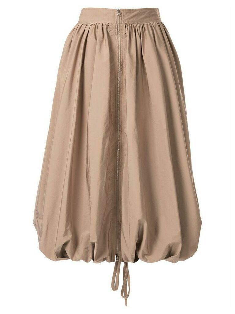Goen.J zip-embellished balloon taffeta skirt - Brown