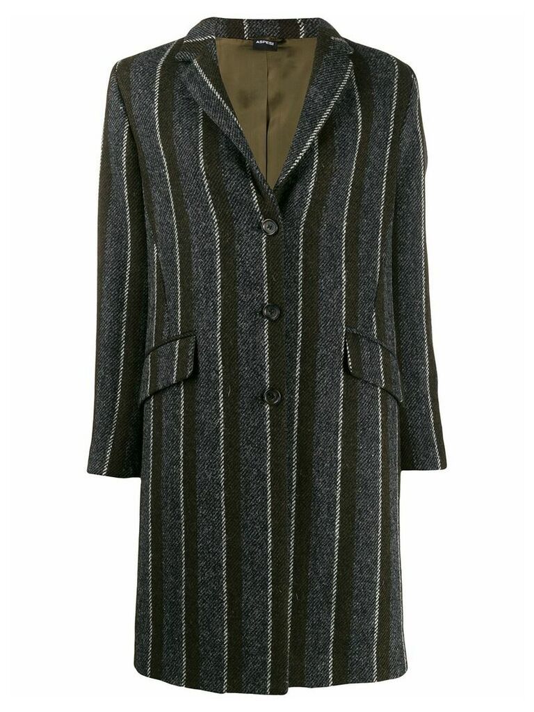 Aspesi striped single breasted coat - Grey