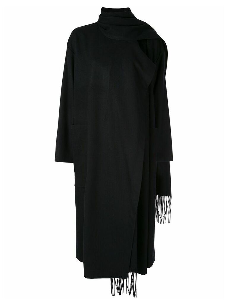 Ujoh scarf detailed draped coat - Black