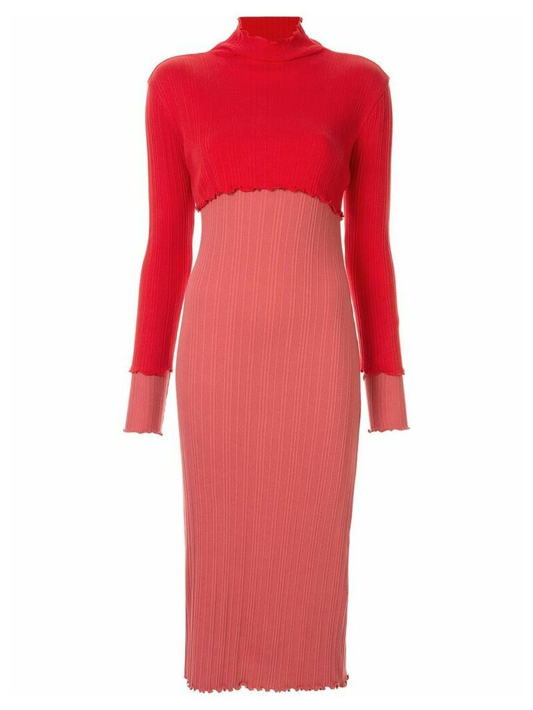 Goen.J two-tone ribbed dress - Red