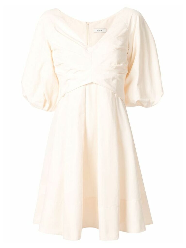 Goen.J gathered-detail flared mini dress - White