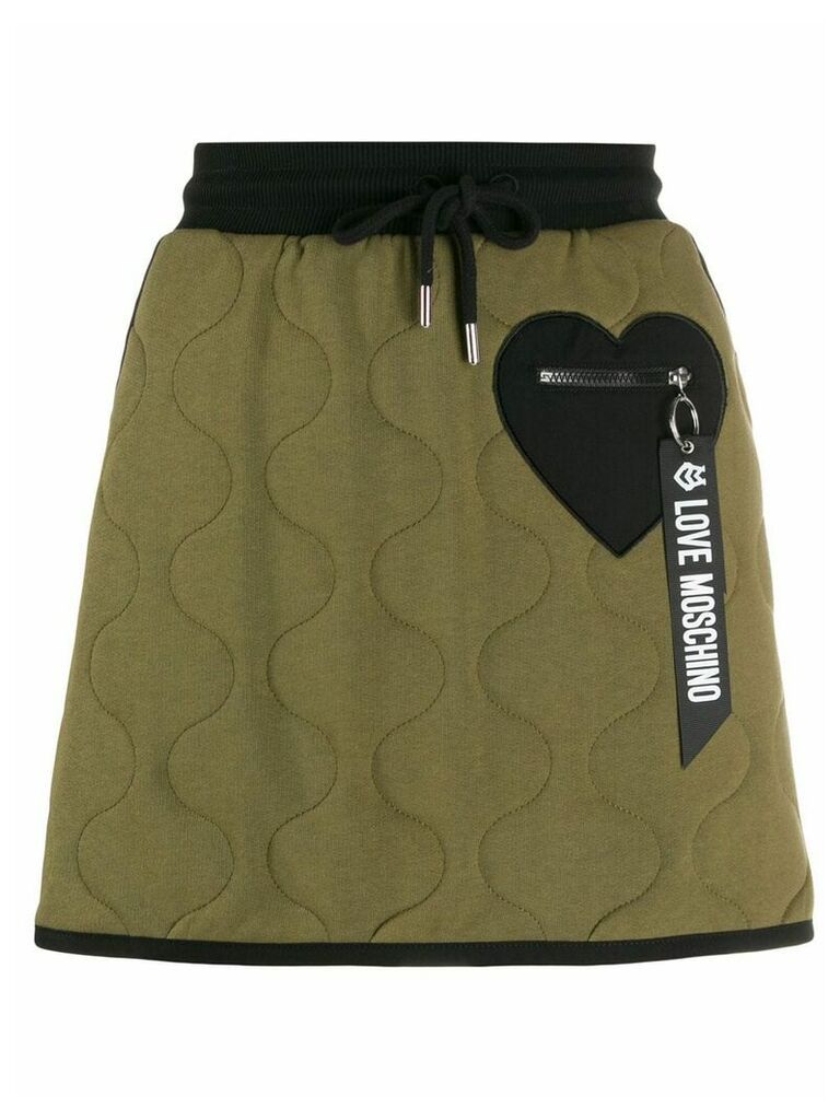 Love Moschino black-heart padded skirt - Green