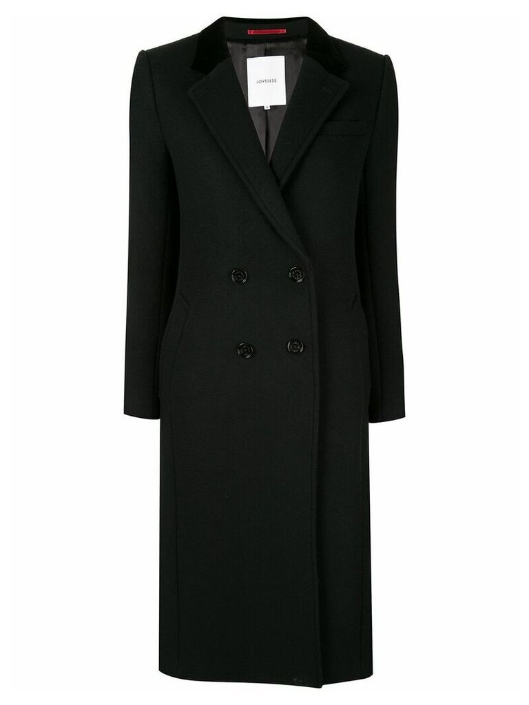 Loveless double breasted fitted coat - Black