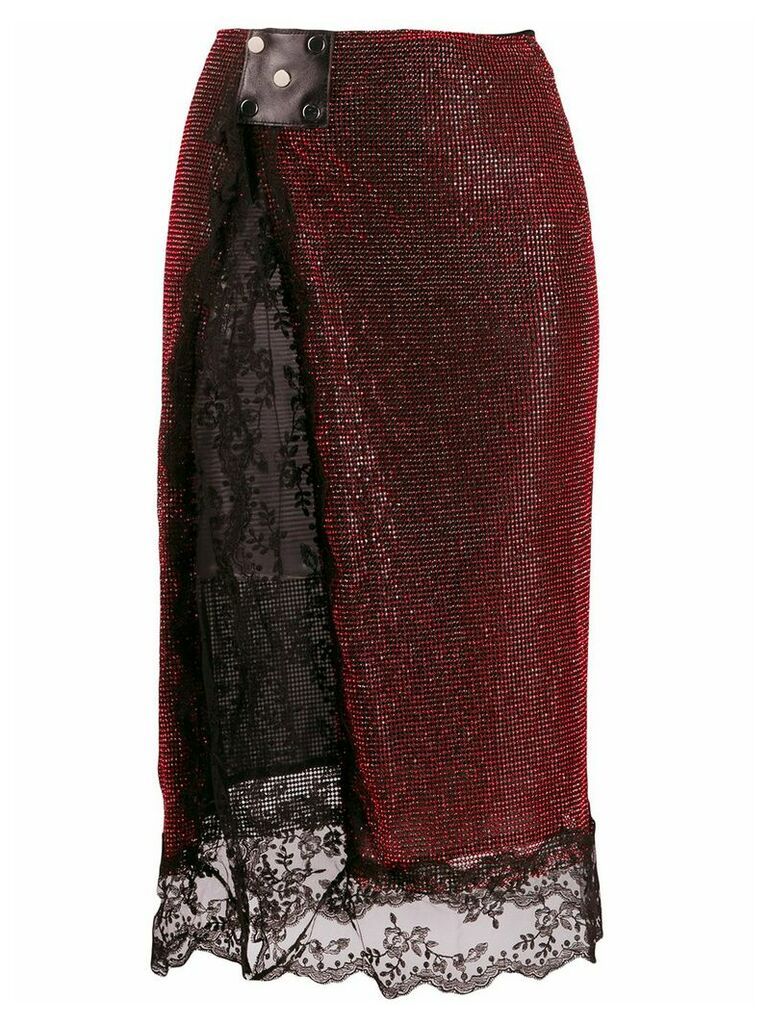 Christopher Kane crystal mesh skirt - Red