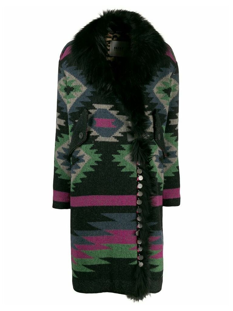 Bazar Deluxe Aztec wrap coat - Black