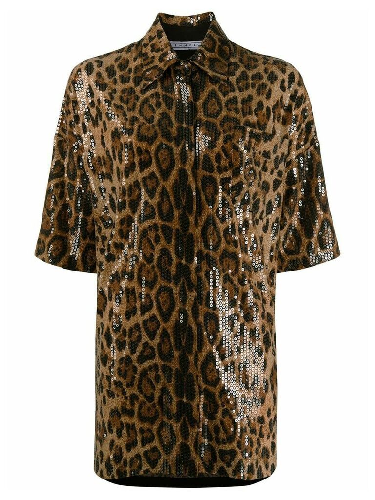 In The Mood For Love Valentina sequin leopard-print shirt dress -