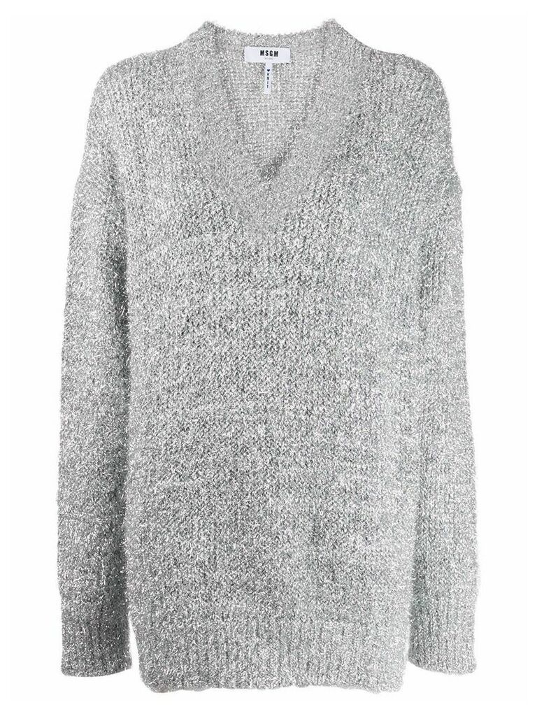 MSGM embroidered metallic jumper - Grey