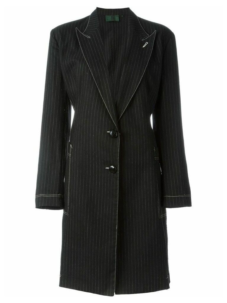 Jean Paul Gaultier Pre-Owned pinstriped coat - Black