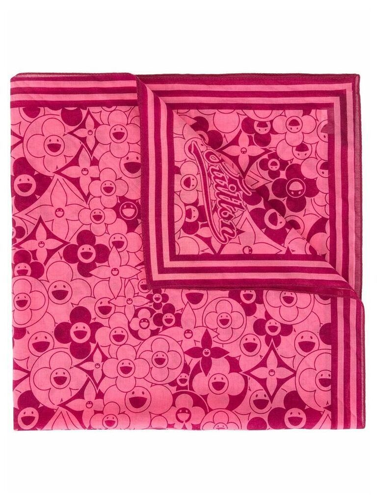 Louis Vuitton Pre-Owned floral logo scarf - PINK