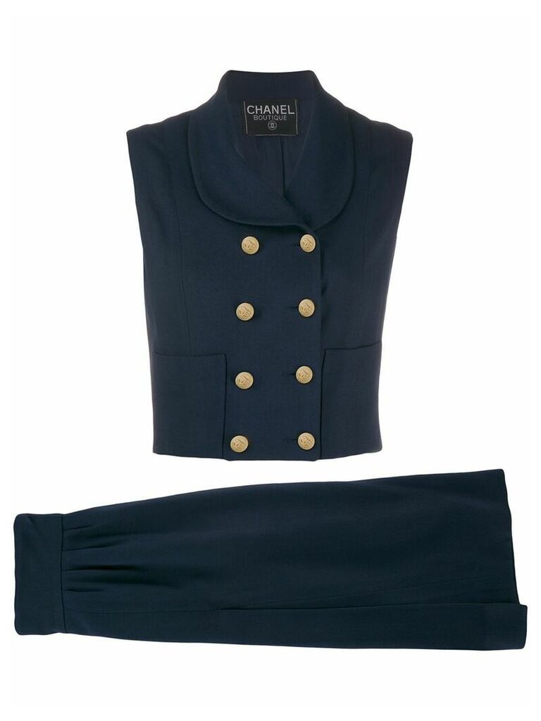 Chanel Pre-Owned gilet and skirt suit - Blue