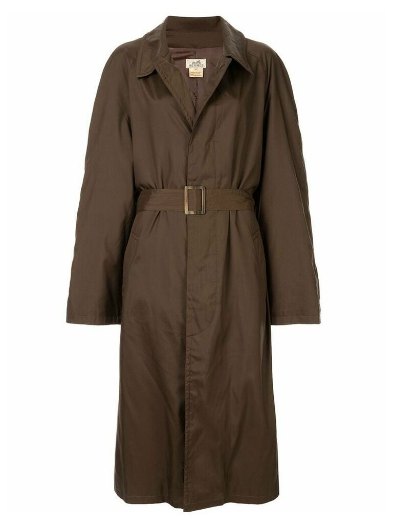 Hermès pre-owned belted trench coat - Brown