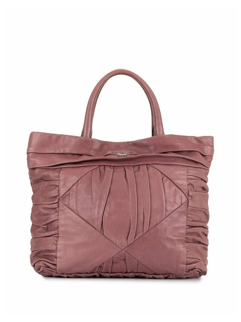 Prada Pre-Owned pleated logo plaque tote - PINK