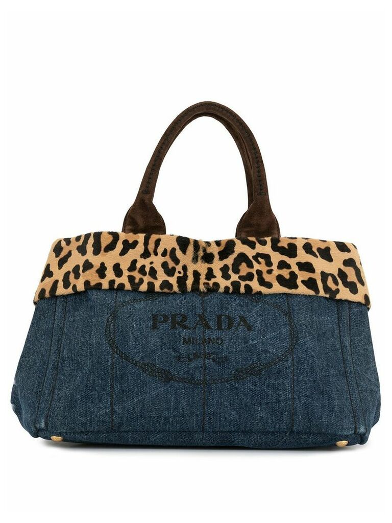 Prada Pre-Owned Canapa leopard detail tote - Blue