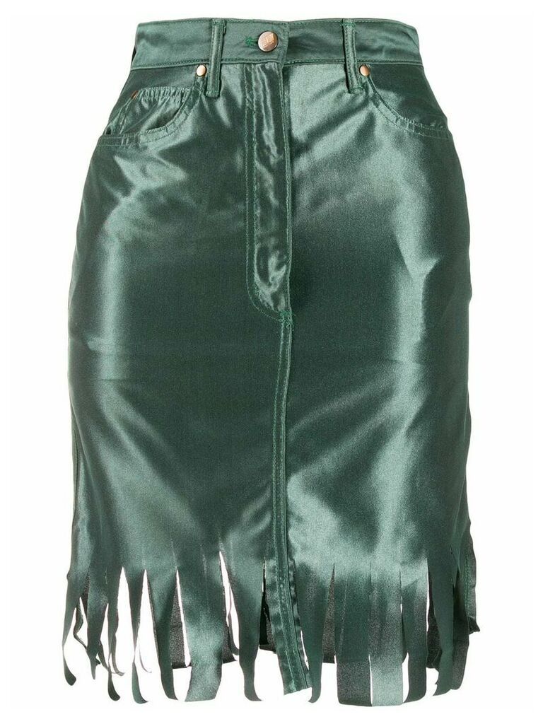 Jean Paul Gaultier Pre-Owned 1991 frayed trim skirt - Green
