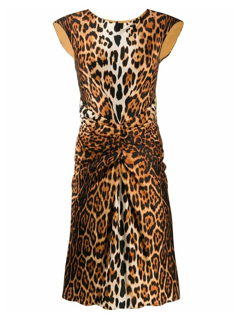 Christian Dior Pre-Owned 2000s gathered leopard dress - NEUTRALS