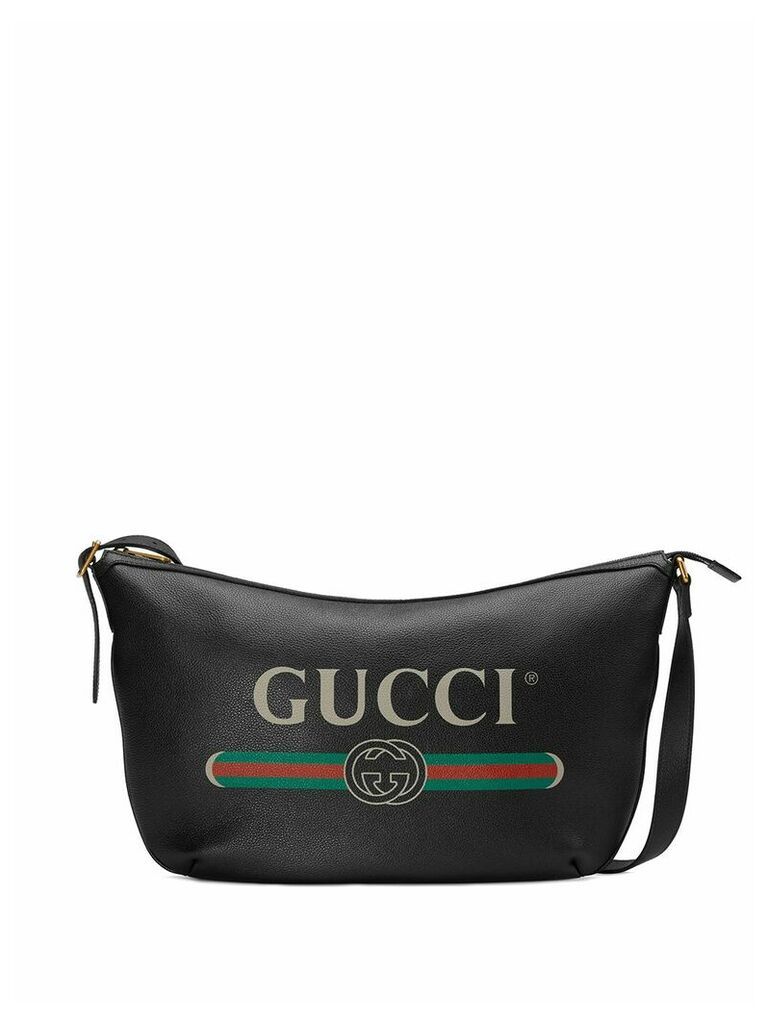 Gucci logo printed shoulder bag - Black