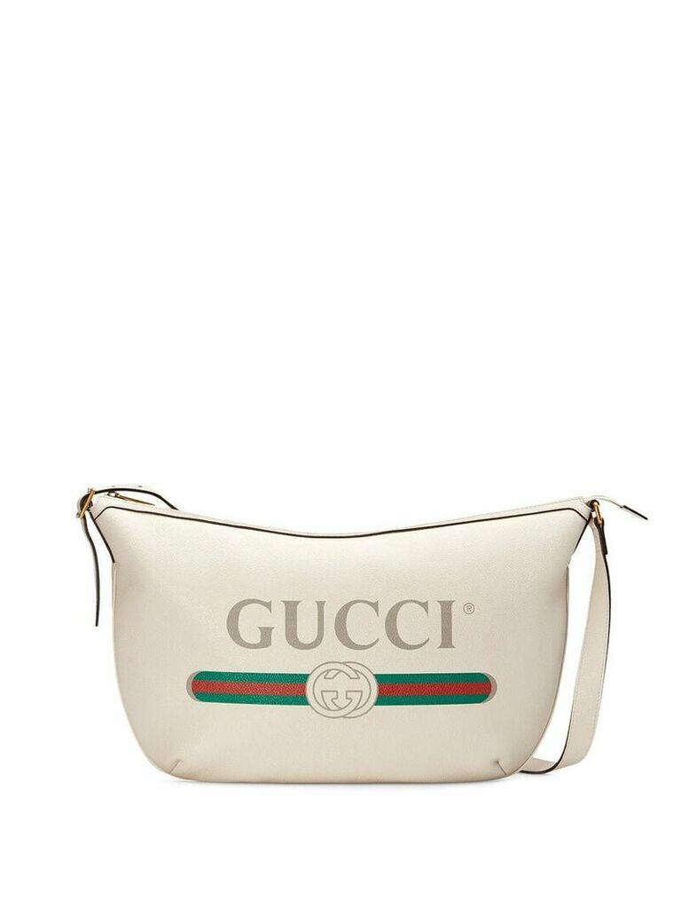 Gucci printed logo crossbody bag - White
