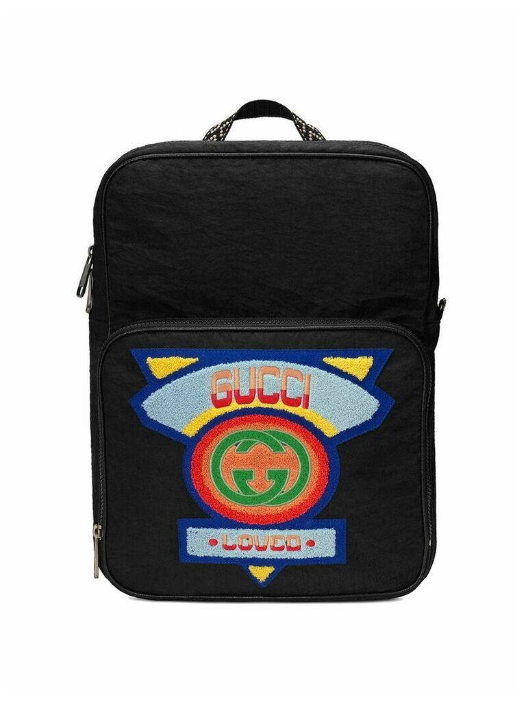 Gucci Medium backpack with Gucci '80s patch - Black