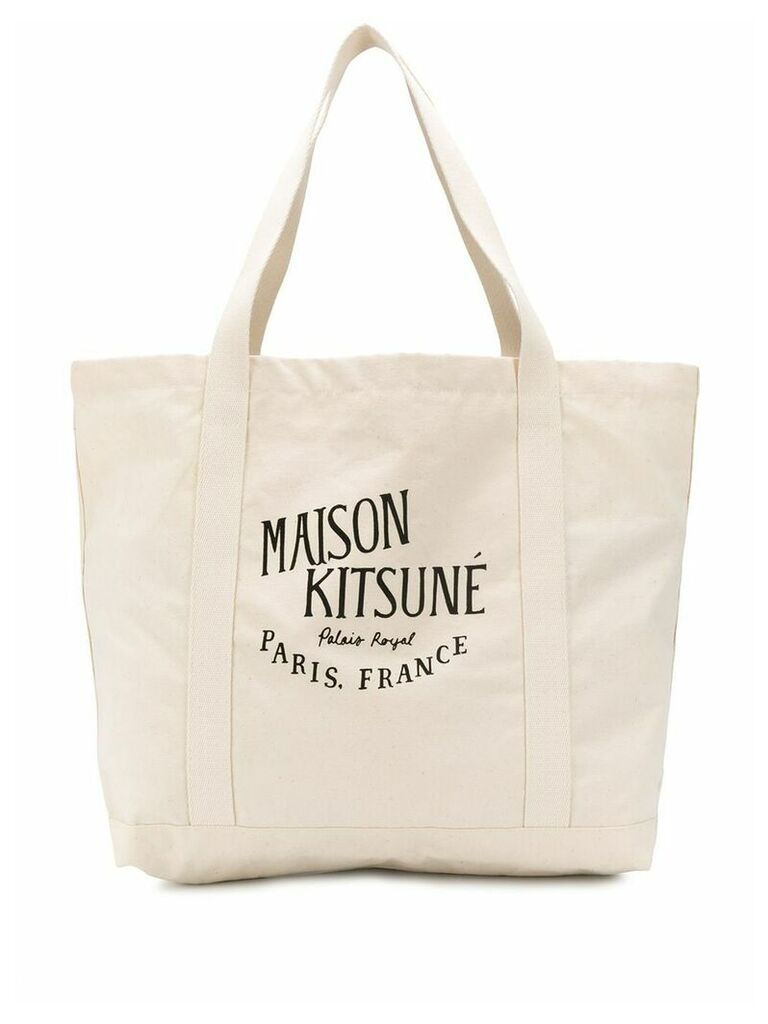 Maison Kitsuné printed logo shoulder bag - NEUTRALS
