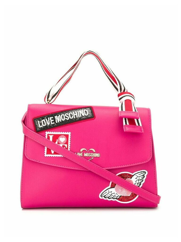 Love Moschino embellished logo patch tote - PINK