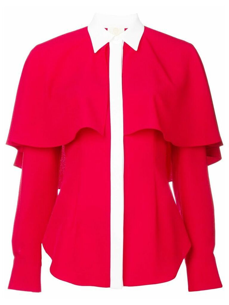 Sara Battaglia contrasting detail cape shirt - Red