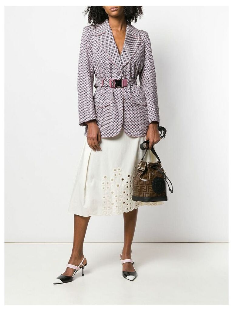 Fendi A-line embroidered skirt - Neutrals