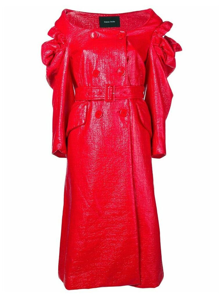 Simone Rocha varnished double-breasted coat - Red