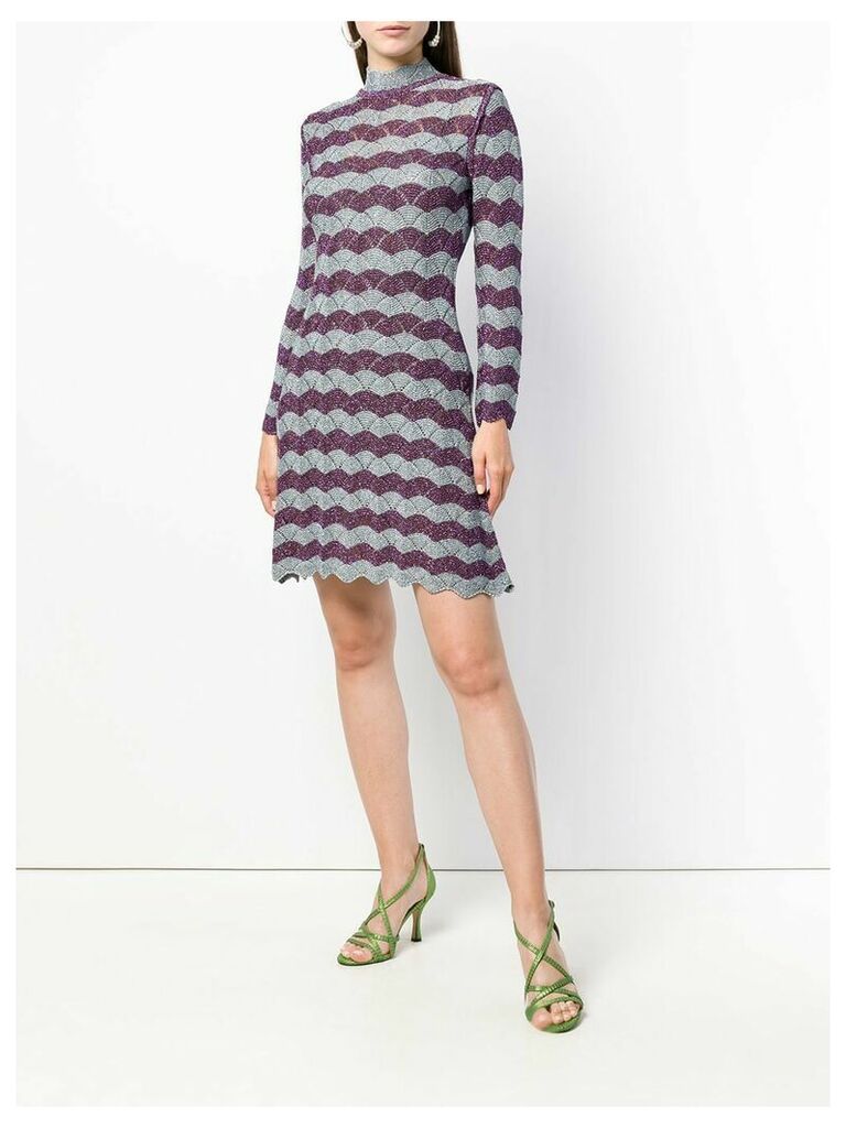Alexa Chung scallop knit A-line dress - Blue