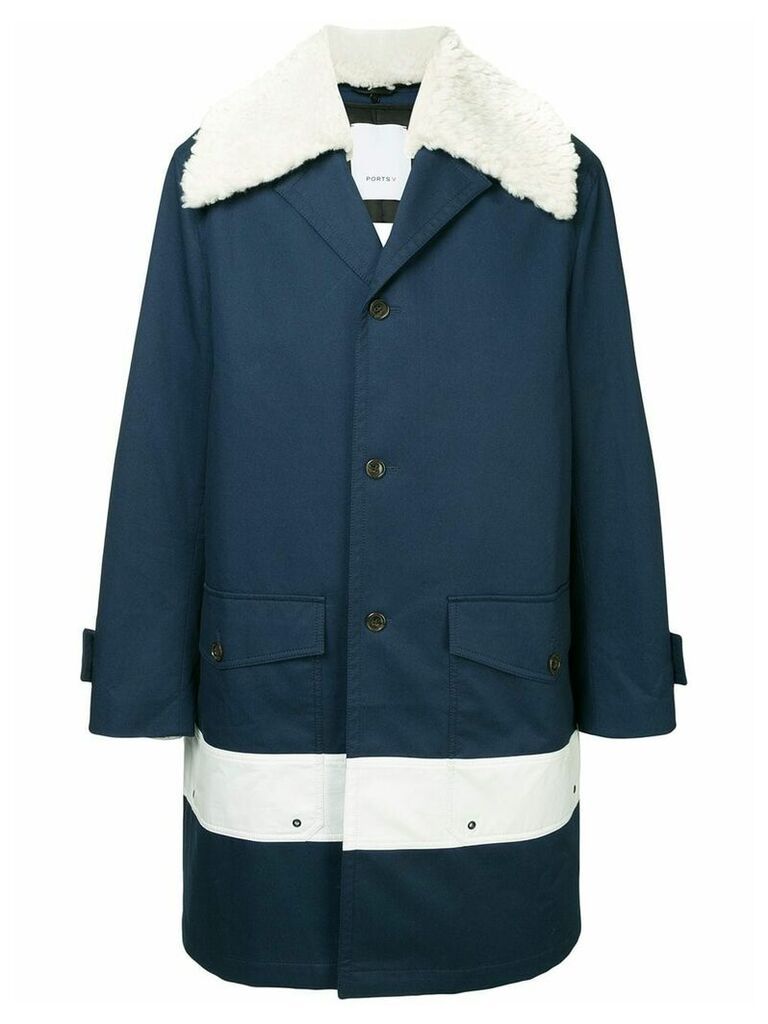 Ports V shearling trim coat - Blue