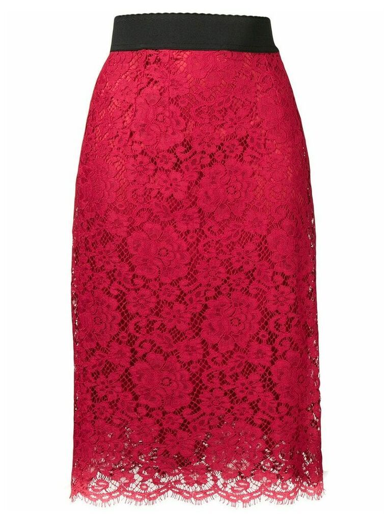 Dolce & Gabbana lace pencil skirt - Red