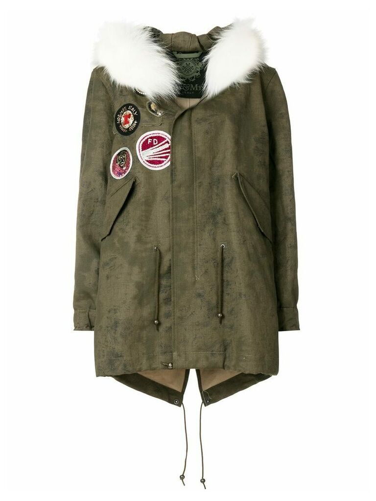 Mr & Mrs Italy fur trimmed patch parka coat - Green