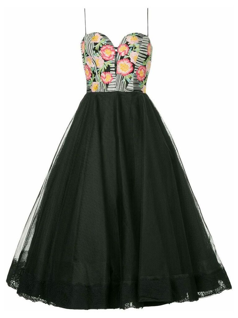 Bambah floral detail tulle dress - Black
