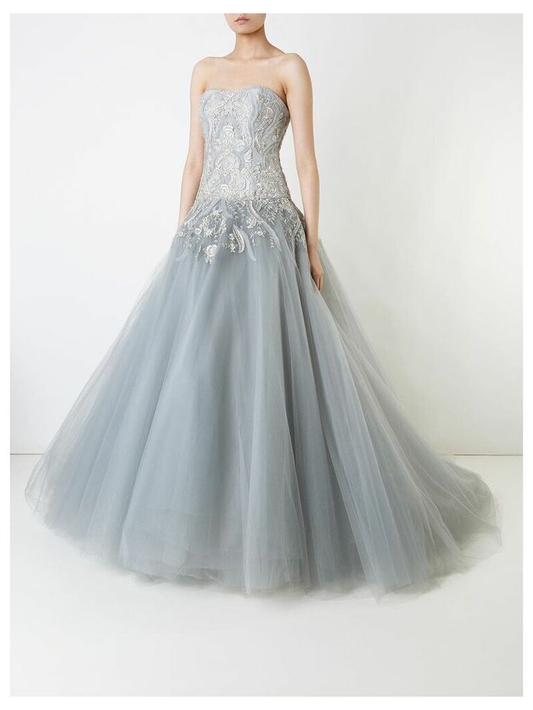 Marchesa strapless tulle ball gown - Grey