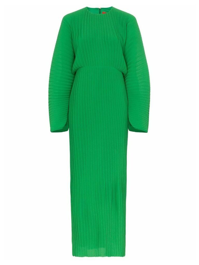 Solace London Mirabelle micro pleated long sleeve maxi dress - Green