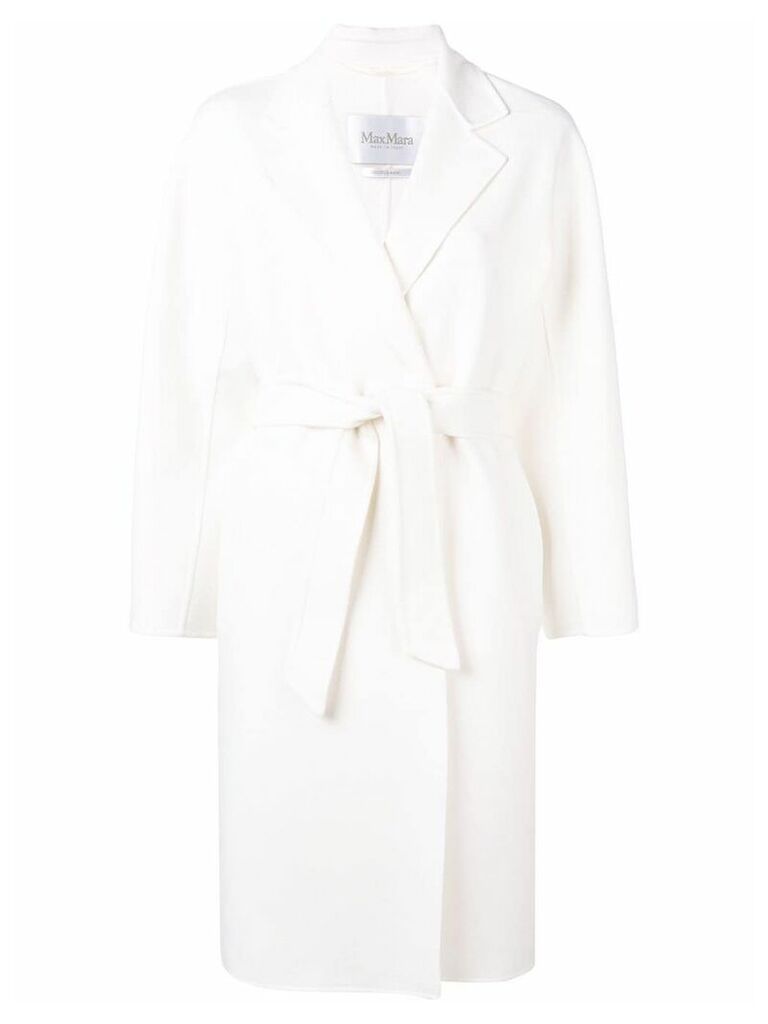 Max Mara classic wrap-around coat - White