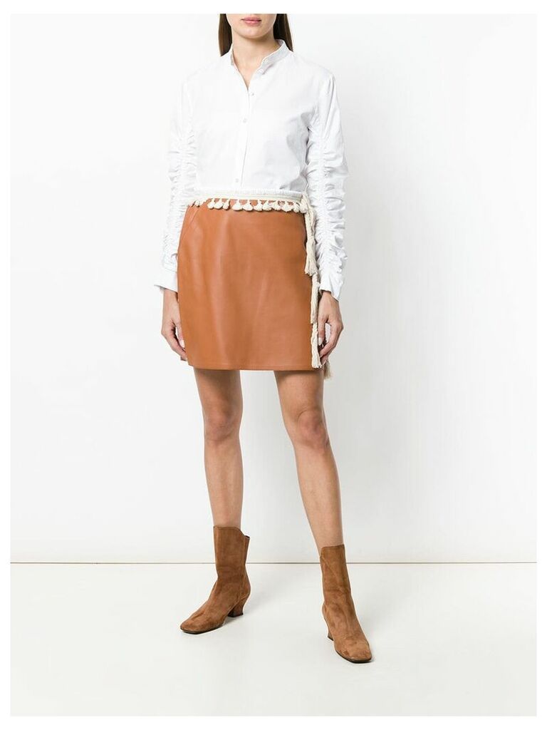 Loewe tasselled straight mini skirt - Brown