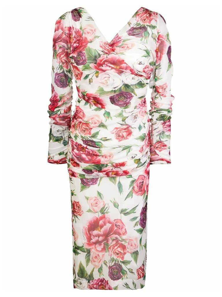 Dolce & Gabbana floral fitted midi dress - Pink
