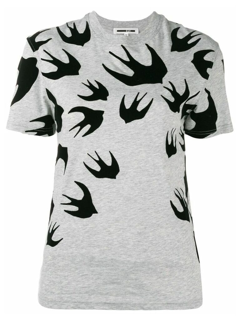 McQ Alexander McQueen swallow print slim-fit T-shirt - Grey