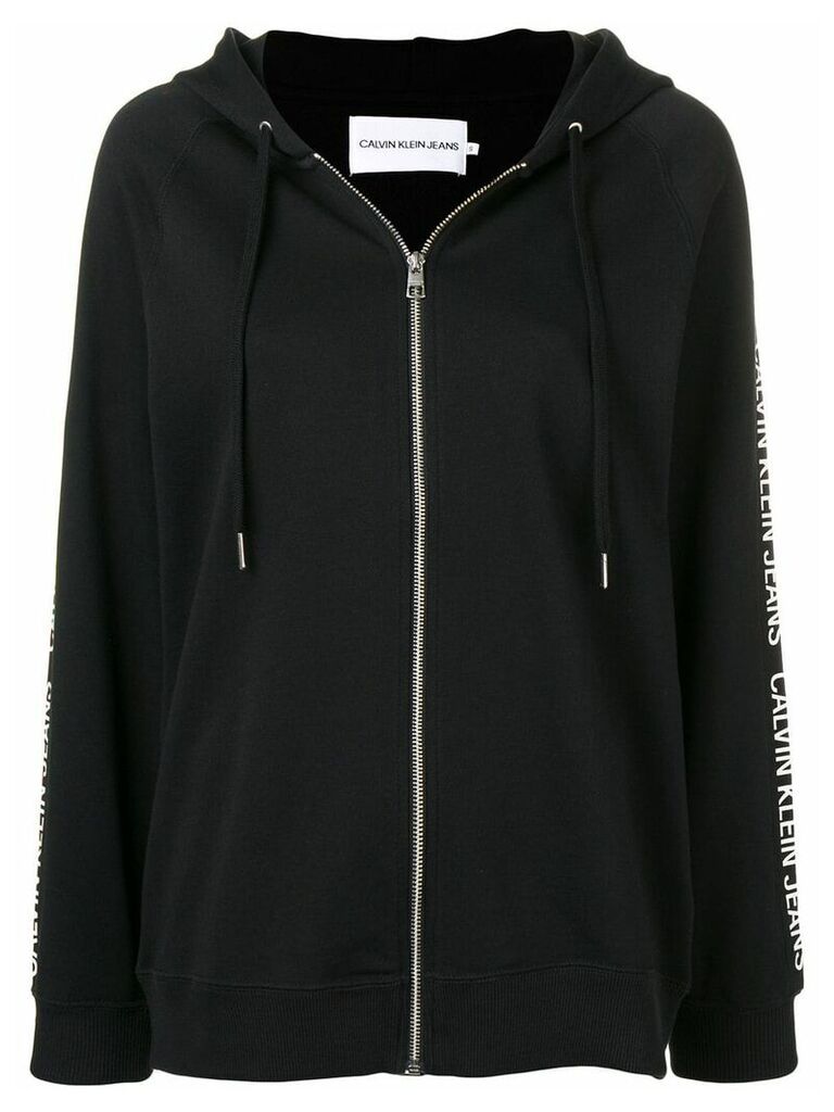 Calvin Klein Jeans Zip-through logo tape hoodie - Black