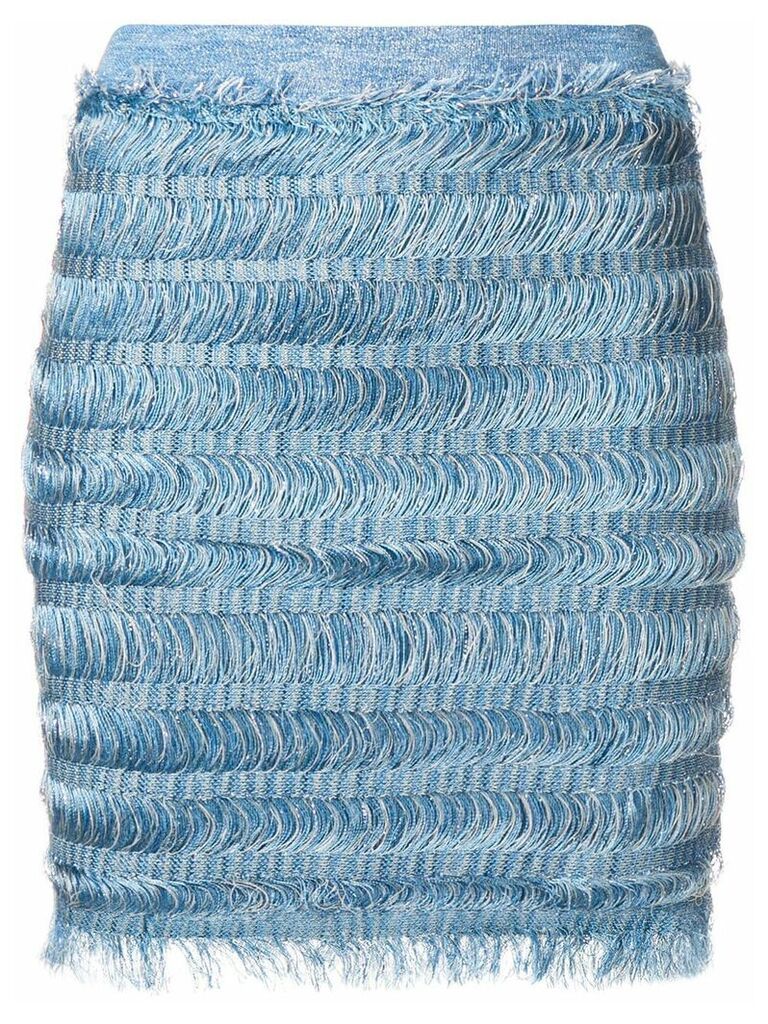 Balmain fringe pencil skirt - Blue