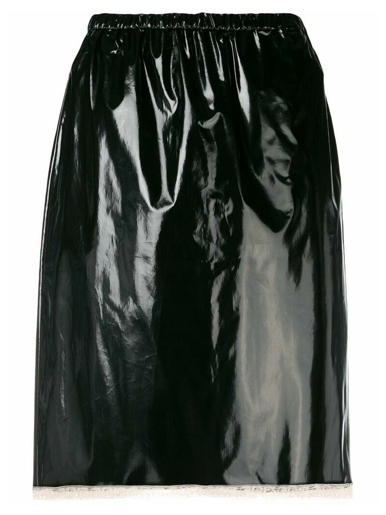 Nº21 high-shine lace detail pencil skirt - Black