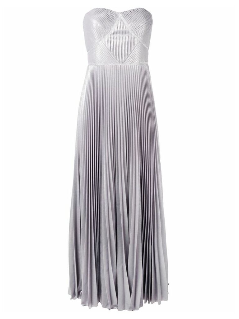 Marchesa Notte pleated gown - SILVER