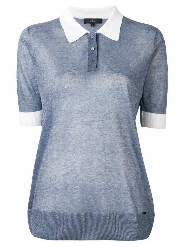 Fay sheer polo shirt - Blue