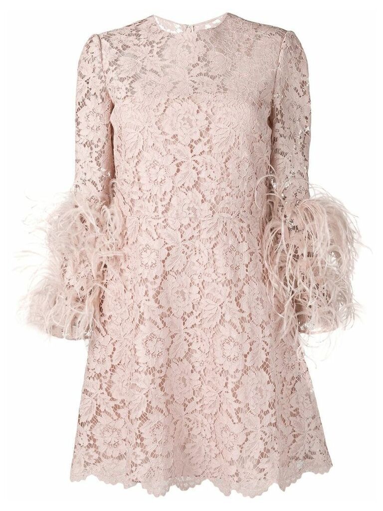 Valentino embellished heavy lace dress - Pink