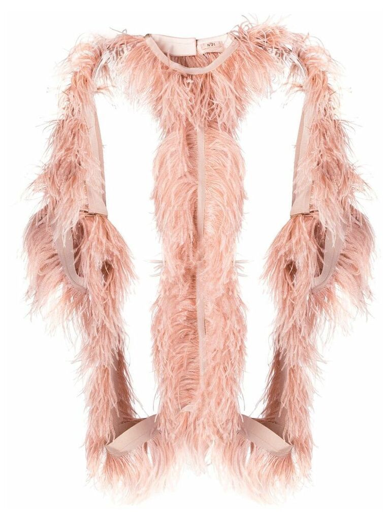 Nº21 structured jacket with ostrich feather - Pink