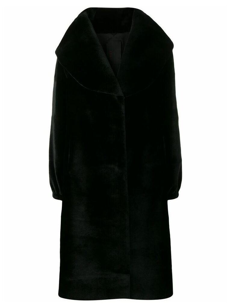 Liska oversized collar coat - Black