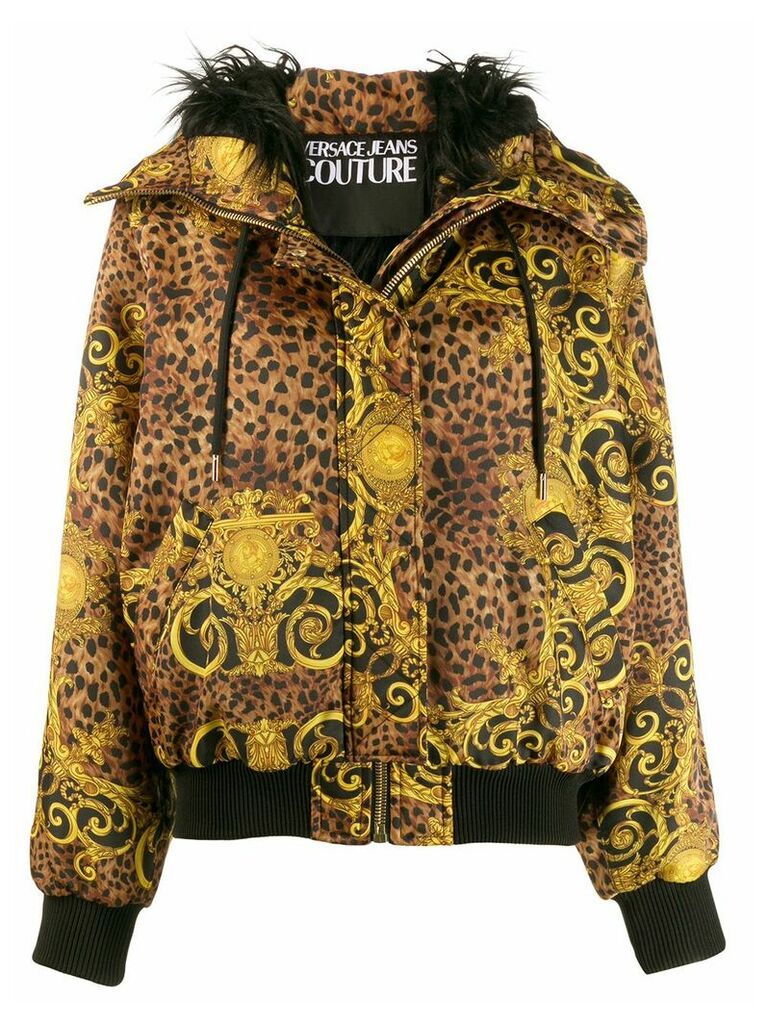 Versace Jeans Couture Baroque pattern hooded jacket - GOLD