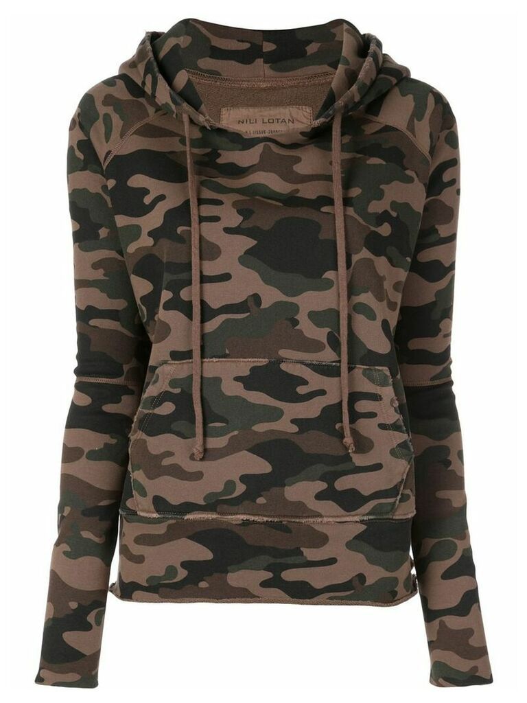 Nili Lotan camouflage print hoodie - Brown